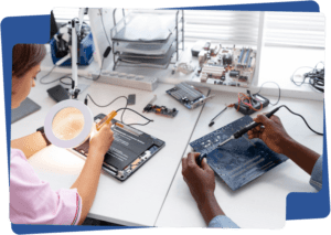 Technician performing assembly and quality inspection at inYantra