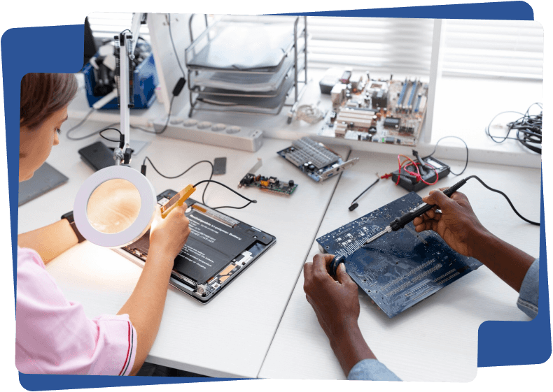 Technician performing assembly and quality inspection at inYantra