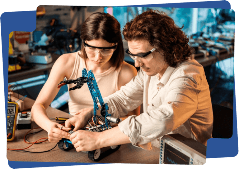 technicians manufacturing and assembling electronic components at inYantra in India