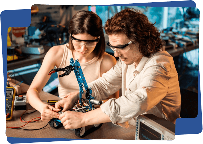 technicians manufacturing and assembling electronic components at inYantra in India